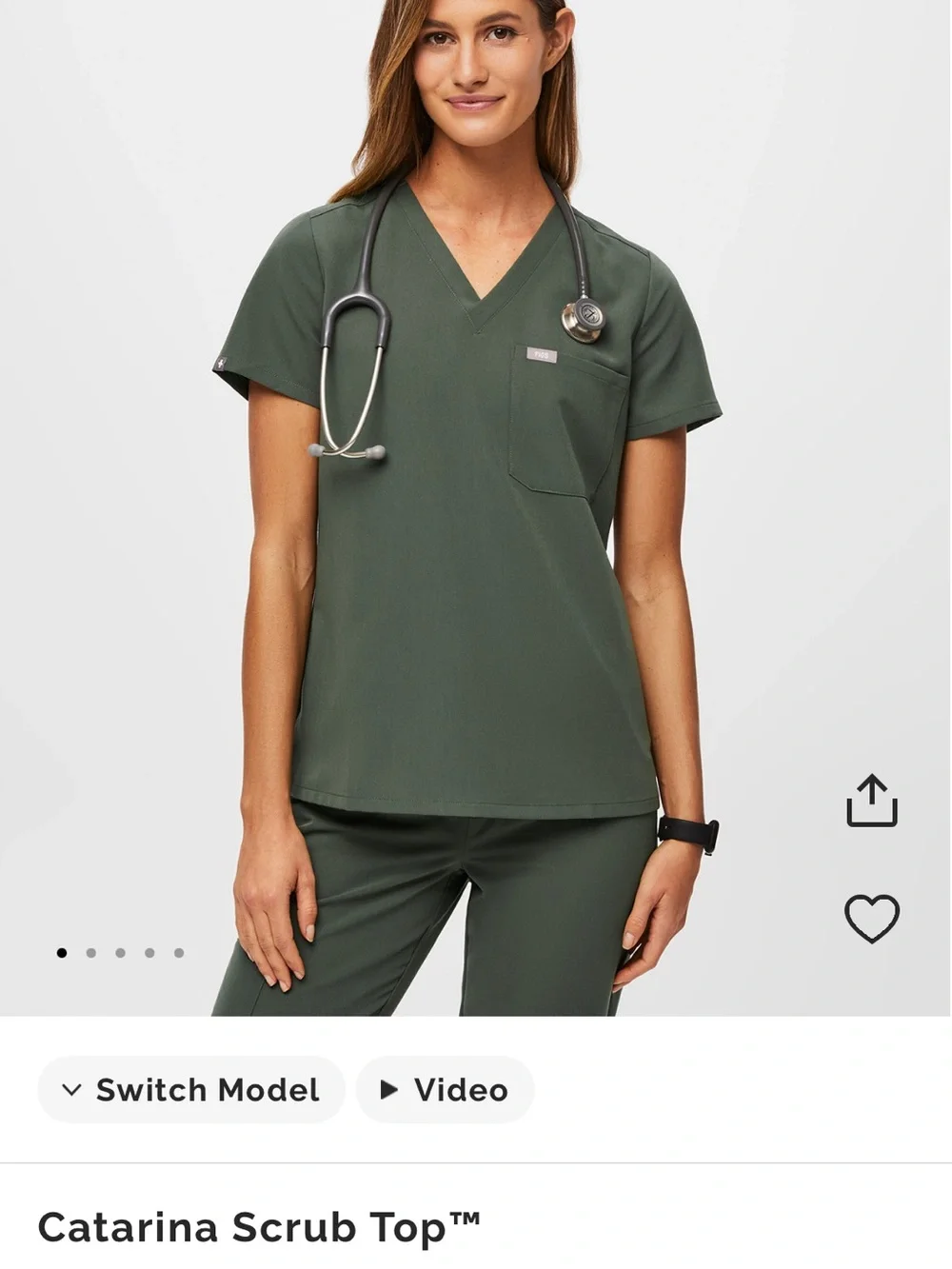 Olive Green Figs Catarina Scrub Top - Picture 1 of 3
